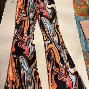 NWT Juniors WomenNo Boundaries Multicolor Swirl Boot Cut Pants Size Medium (7-9)